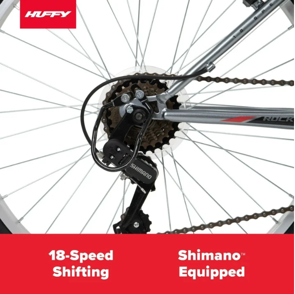 Bicicleta de Montaña Rock Creek, Huffy  Ruedas de 24", Mayores de 13 Años, 18 Velocidades, Gris - Imagen 4